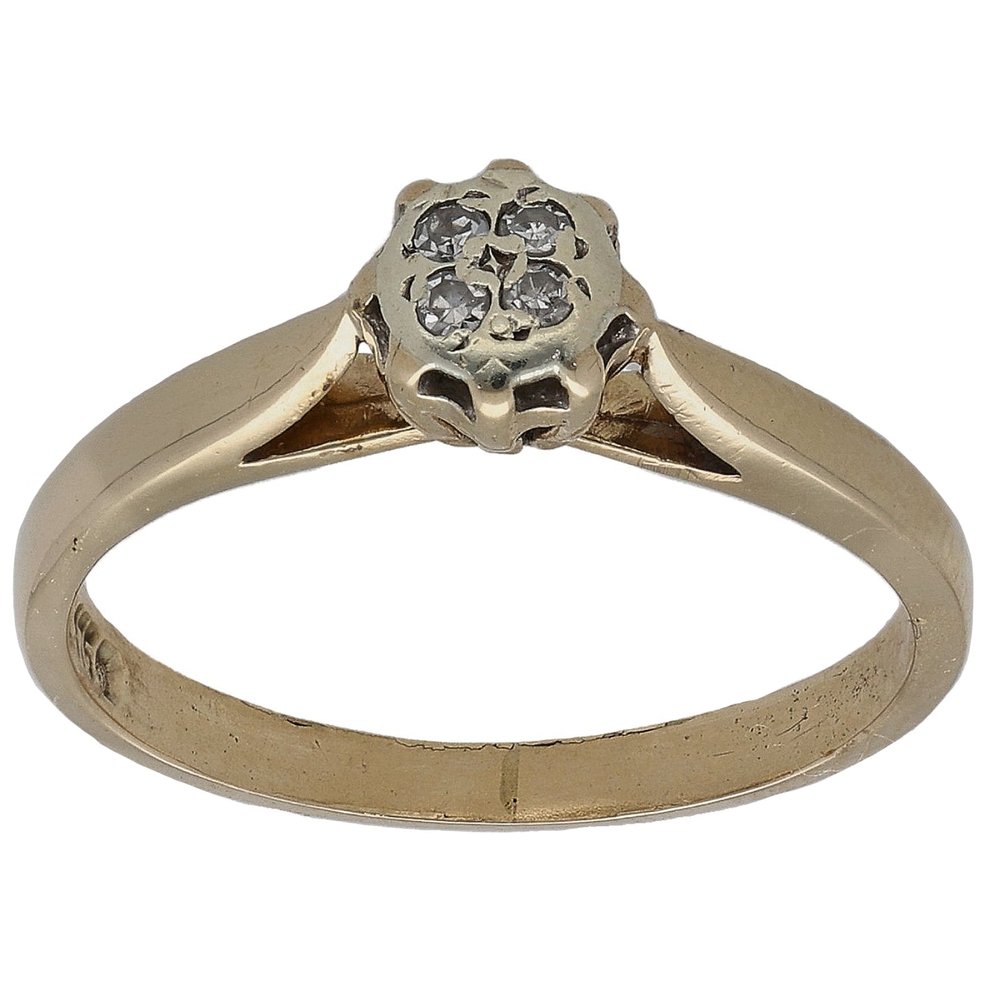 9ct Gold 0.04ct Diamond Cluster Ring Size L