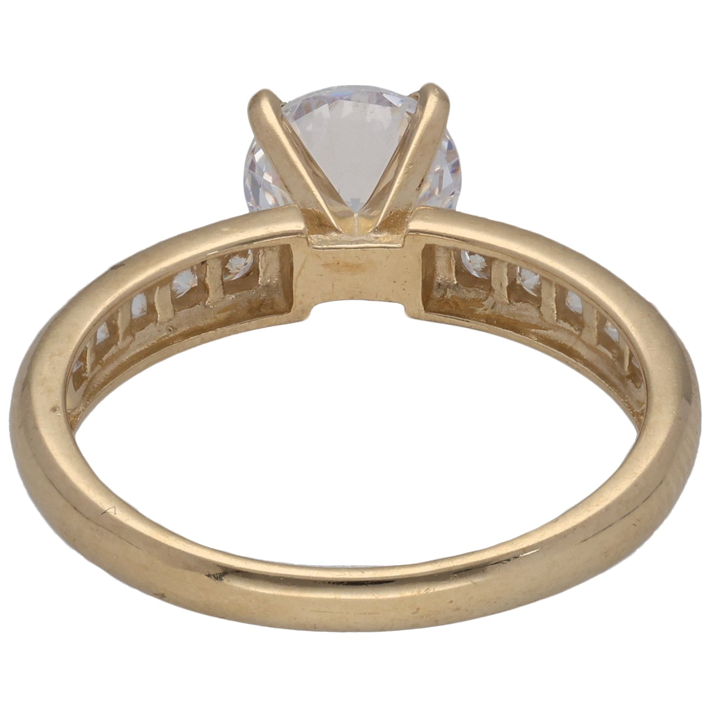 9ct Gold Cubic Zirconia Single Stone Ring With Accents Size L