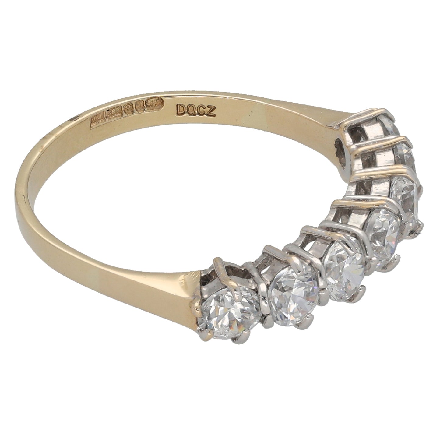 14ct Gold Cubic Zirconia Half Eternity Ring Size M