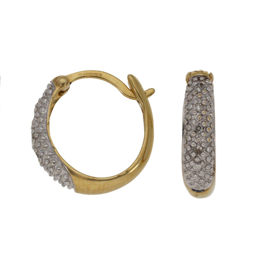 9ct Gold 0.04ct Diamond Creole Earrings