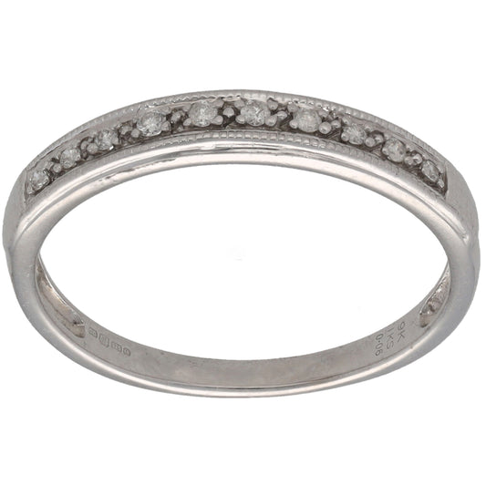 9ct White Gold 0.06ct Diamond Half Eternity Ring Size O