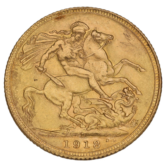 22ct Gold King George V Full Sovereign Coin 1918