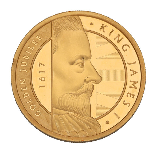 22ct Gold King James I Golden Jubilee Double Sovereign Coin 2023