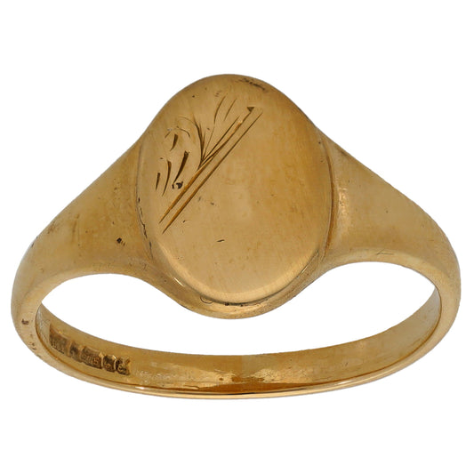 9ct Gold Crest/Emblem Signet Ring Size P