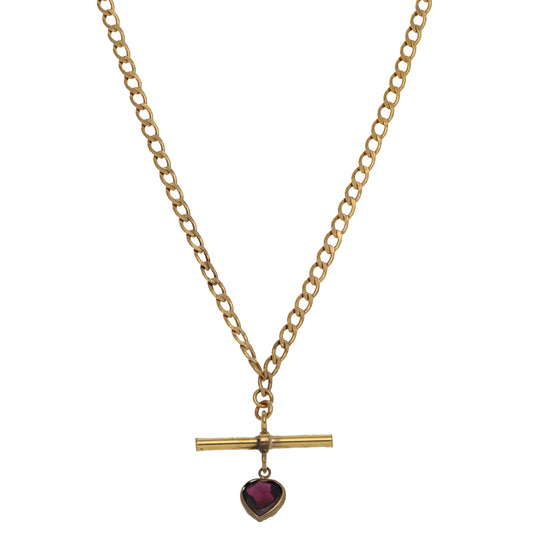9ct Gold Garnet Curb Chain 18"