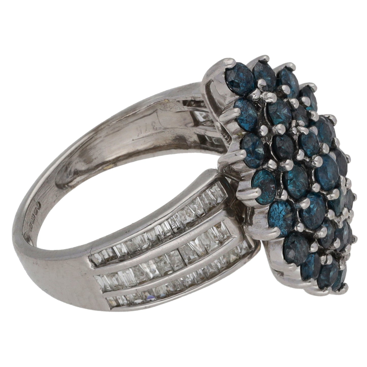 9ct White Gold 1.36ct Diamond Dress/Cocktail Ring Size K