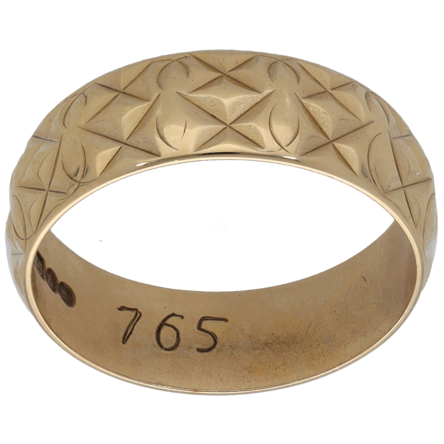 9ct Gold Patterned Wedding Ring Size N