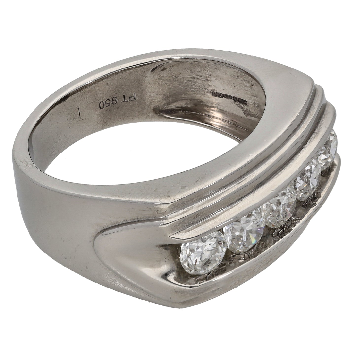 Platinum 2.25ct Diamond Patterned Signet Ring Size Z+2