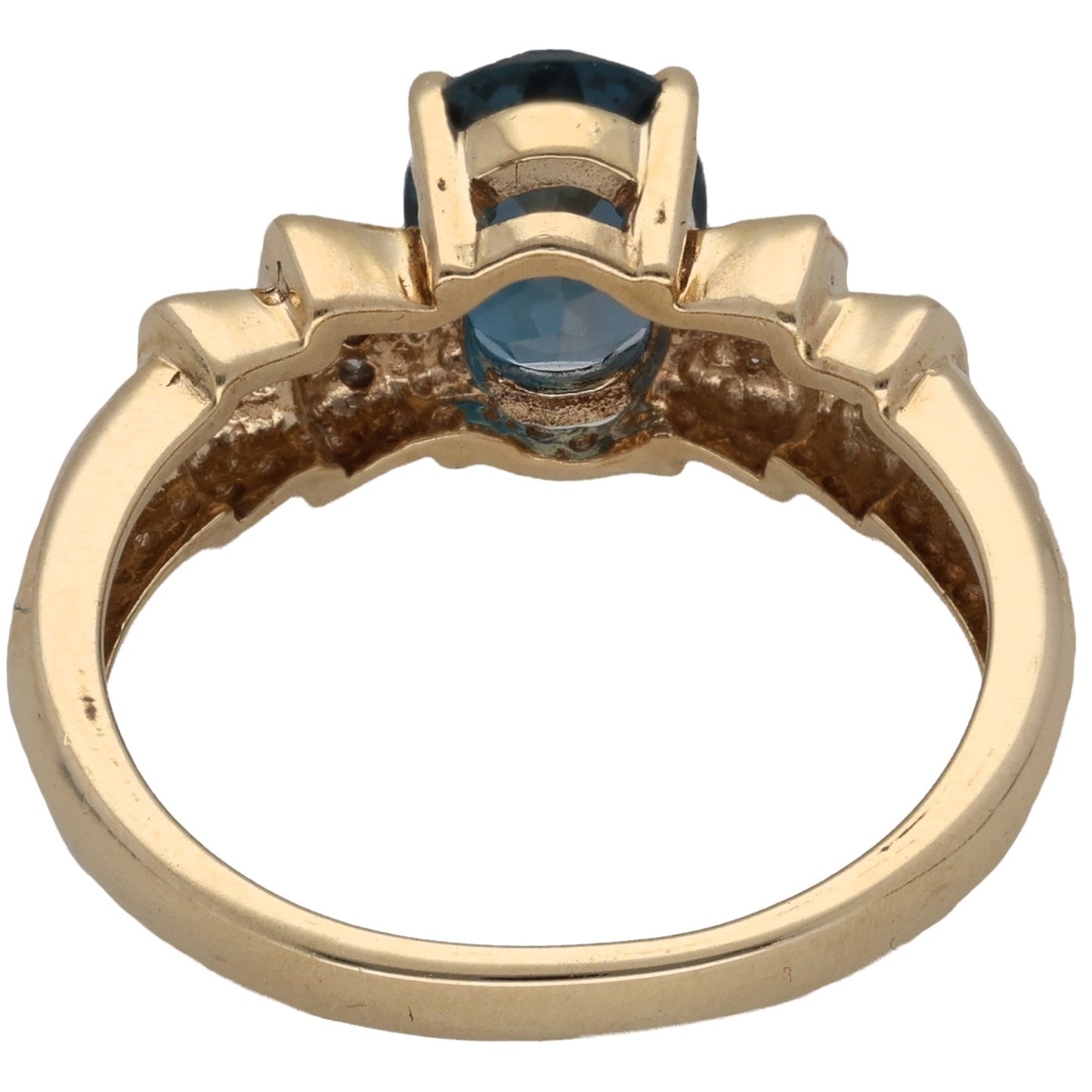 9ct Gold 0.06ct Diamond & Topaz Dress/Cocktail Ring Size N