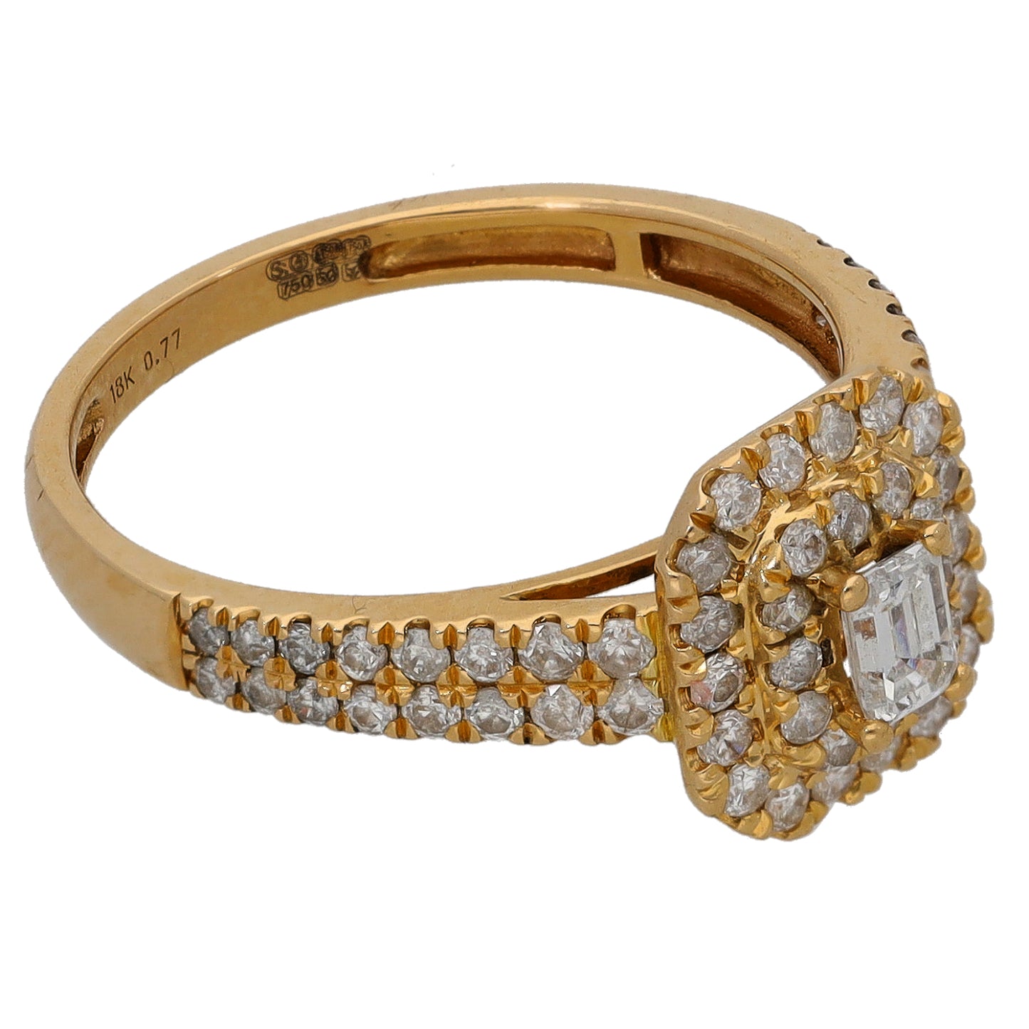 18ct Gold 0.77ct Diamond Dress/Cocktail Ring Size N