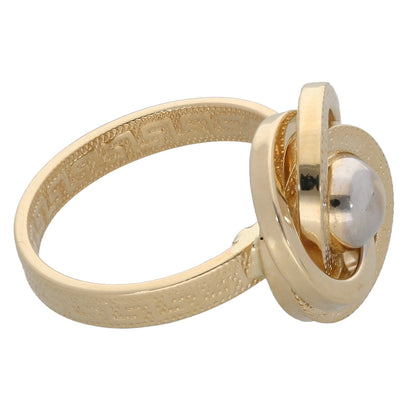 14ct Bi-Colour Gold Spiral & Ball Ring