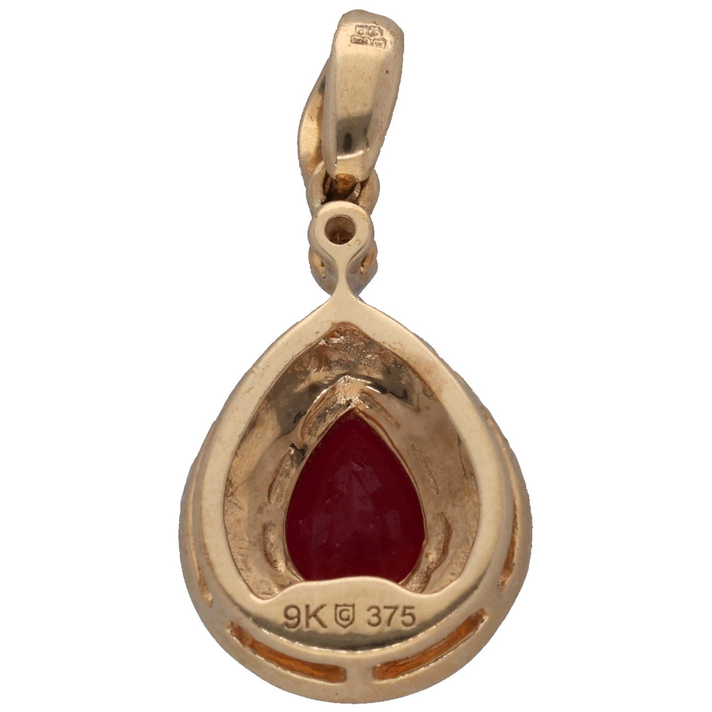 9ct Gold Ruby & Imitation Dress/Cocktail Pendant