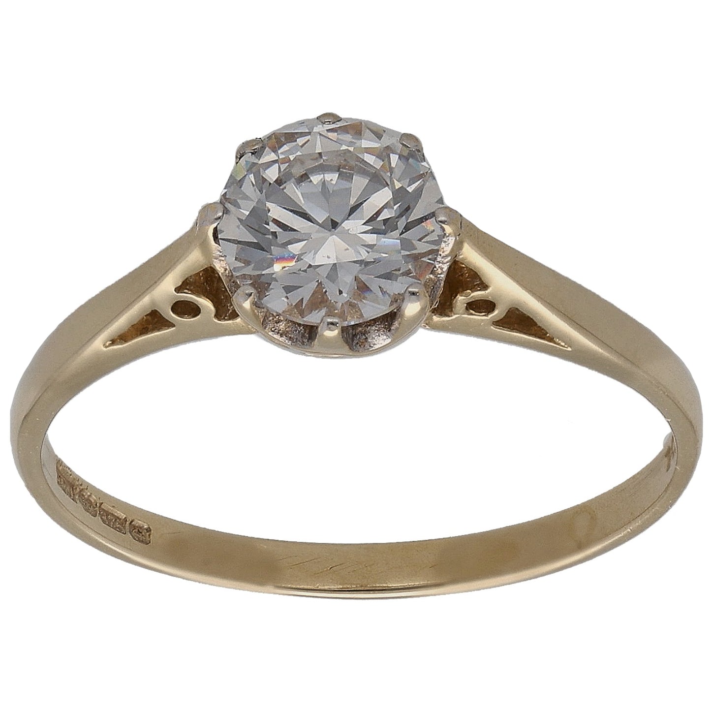 9ct Gold Cubic Zirconia Single Stone Ring Size P