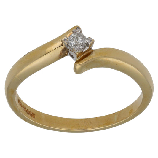 9ct Gold 0.10ct Diamond Solitaire Ring Size P