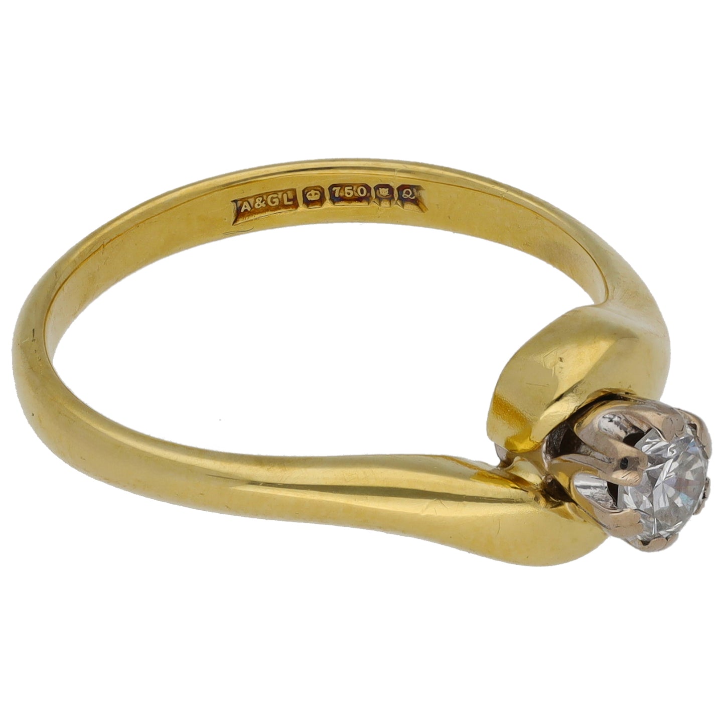 18ct Gold 0.20ct Diamond Solitaire Ring Size P