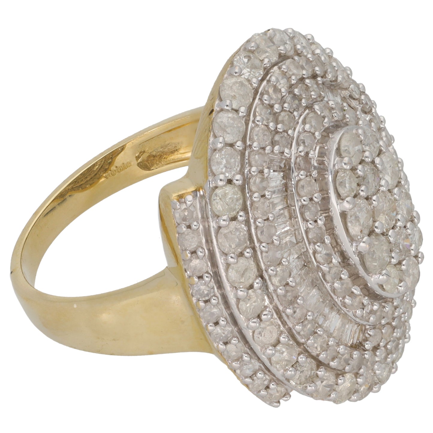 9ct Bicolour Gold 2.65ct Diamond Cluster Ring Size Q