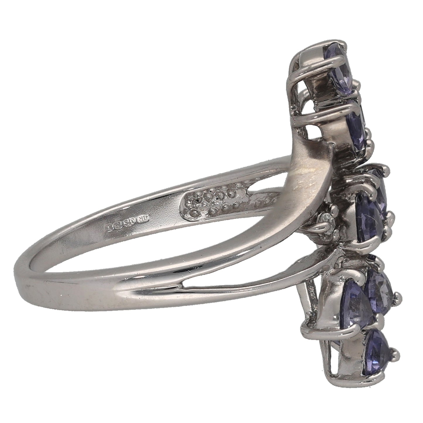 9ct White Gold Tanzanite & Imitation Dress/Cocktail Ring Size N
