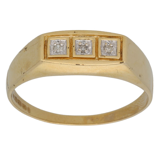 9ct Gold 0.03ct Diamond Three Stone Ring Size Y