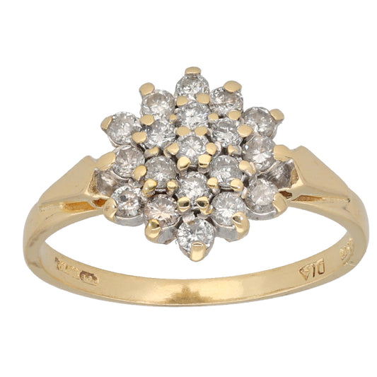 9ct Gold 0.50ct Diamond Cluster Ring Size L
