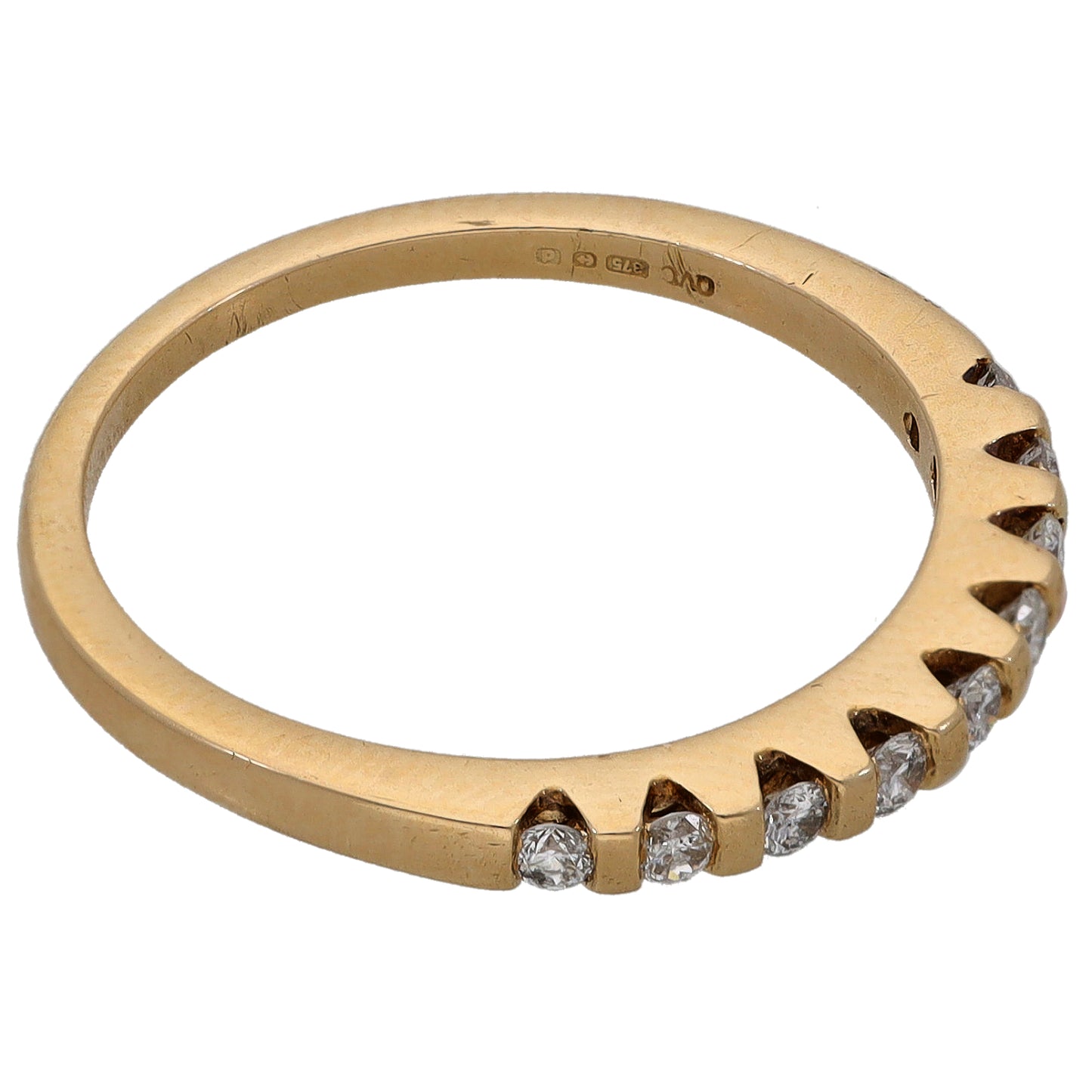 9ct Gold 0.27ct Diamond Half Eternity Ring Size P