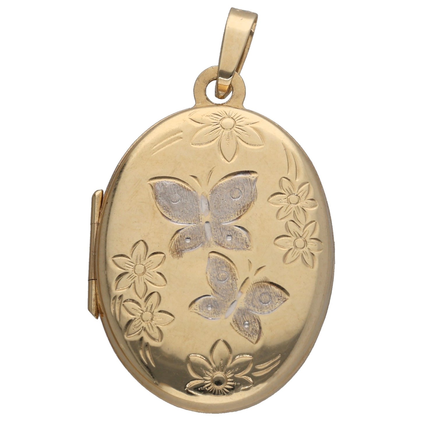 9ct Bicolour Gold Patterned Locket Pendant