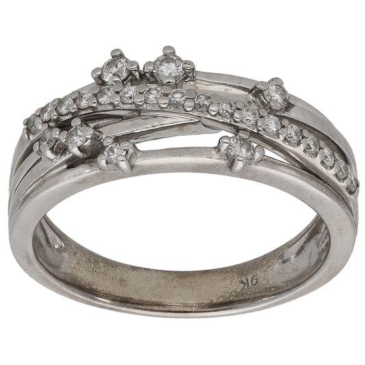 9ct White Gold 0.28ct Diamond Alternative Ring Size L
