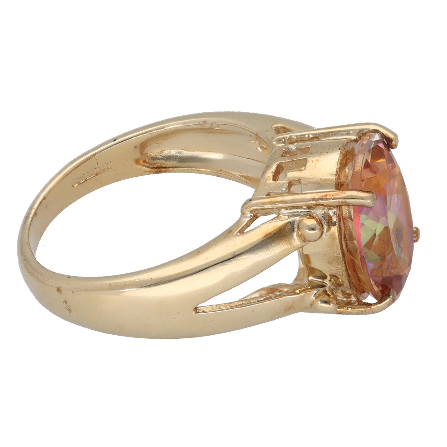 9ct Gold Coated Topaz Single Stone Ring Size N