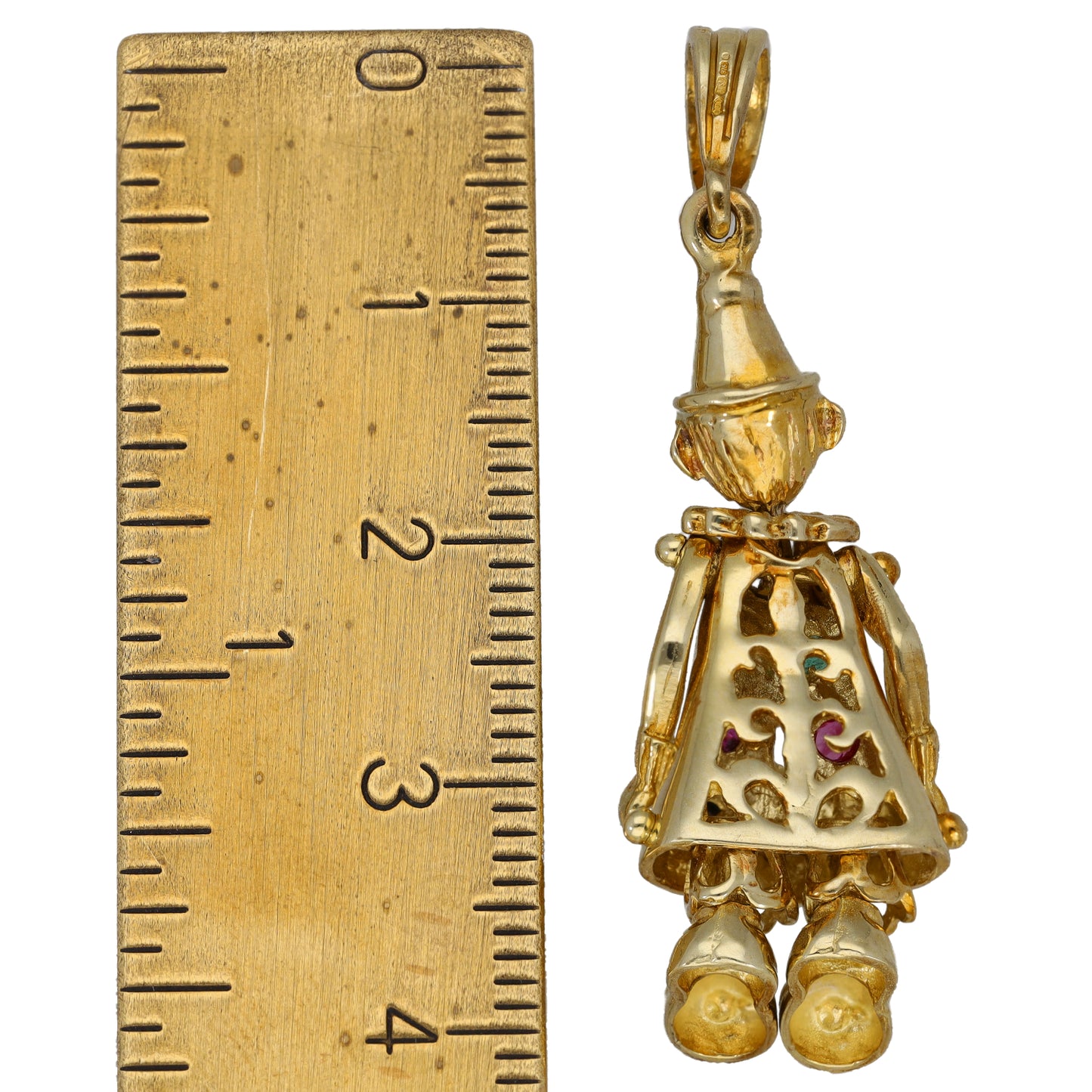 9ct Gold Emerald & Ruby & Sapphire Clown Pendant