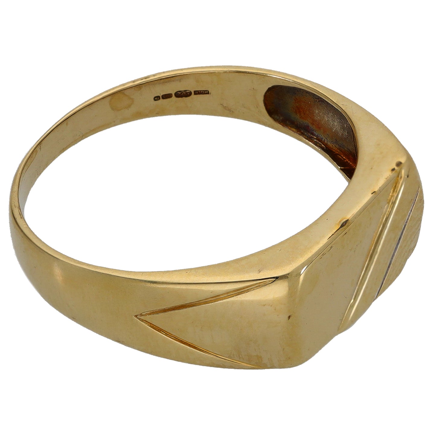 9ct Gold Patterned Signet Ring Size V