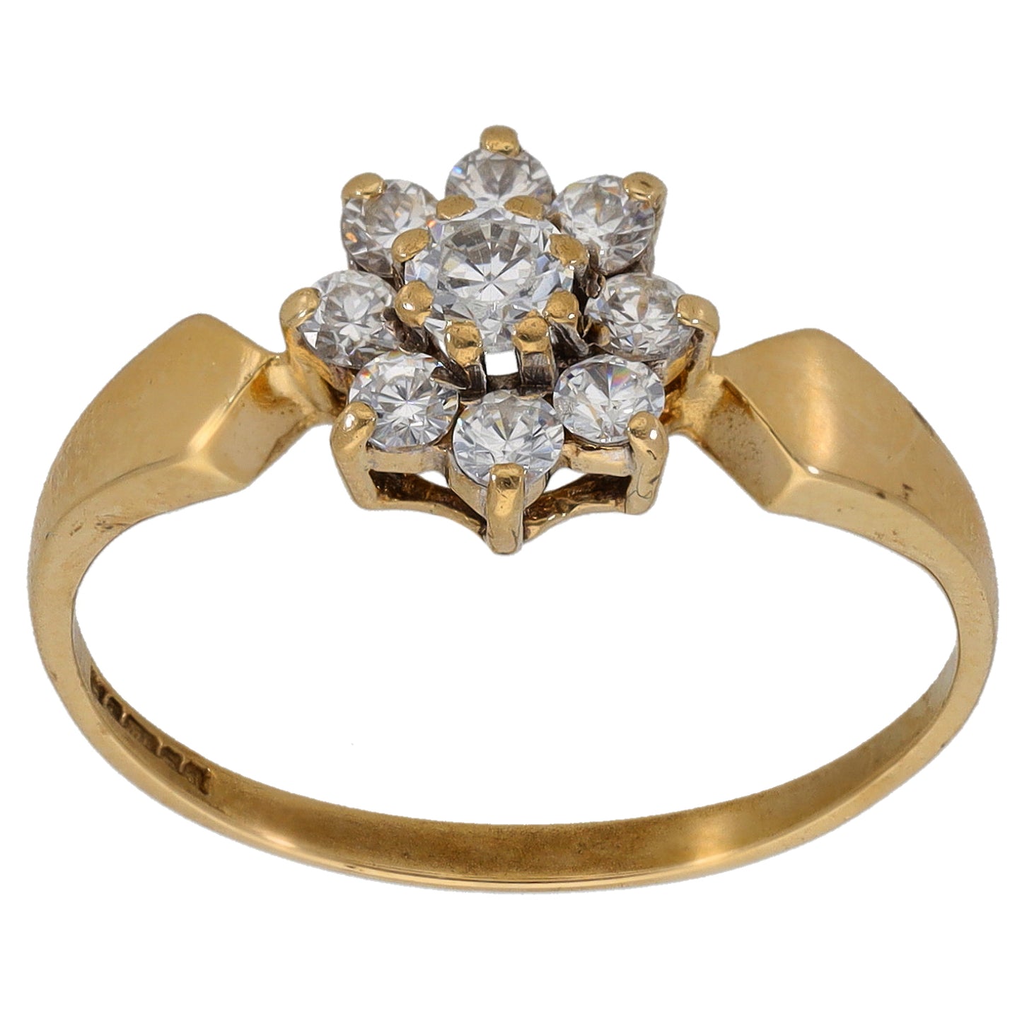 9ct Gold Cubic Zirconia Cluster Ring Size R