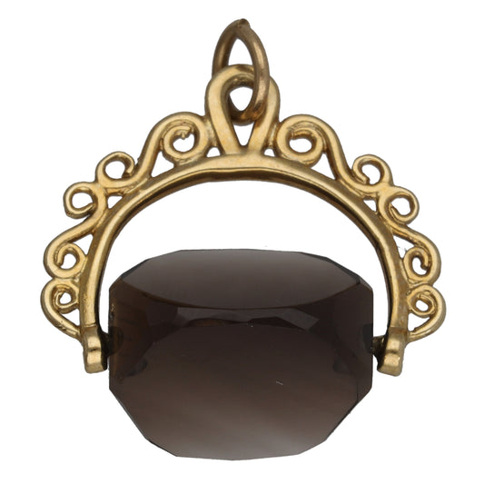 9ct Gold Smoky Quartz Fob Pendant