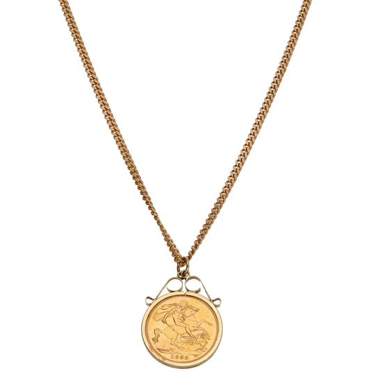 9ct Gold Half Sovereign Coin Pendant With Chain