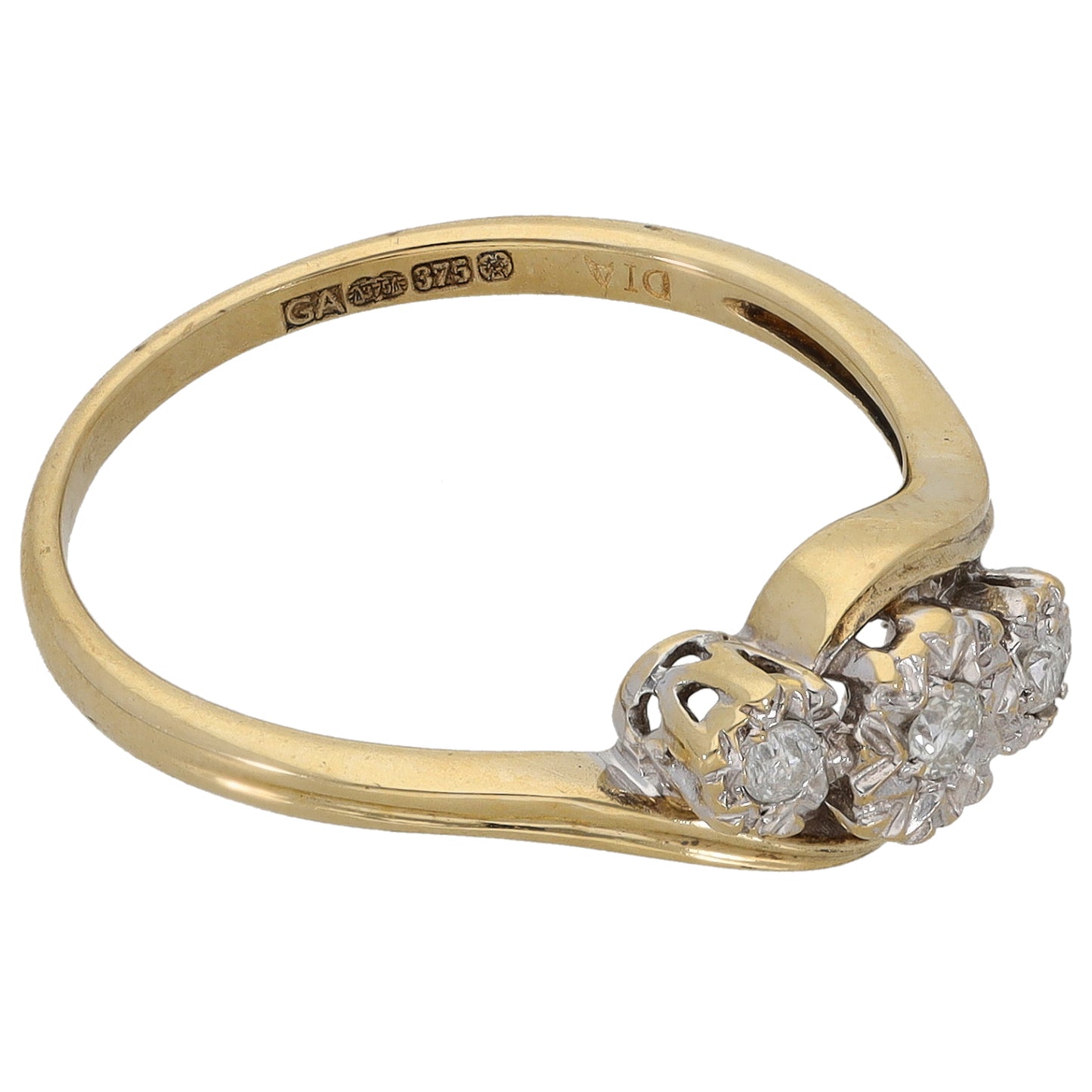 9ct Gold 0.10ct Diamond Trilogy Ring Size P