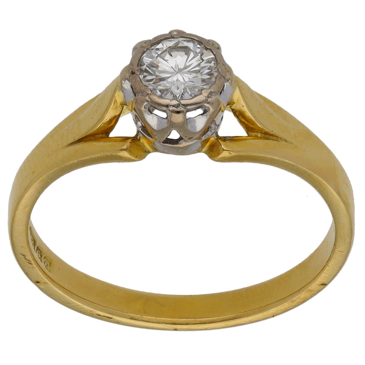 18ct Gold 0.35ct Diamond Solitaire Ring Size M