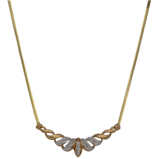 9ct Gold 0.05ct Diamond Fancy Necklace 16"