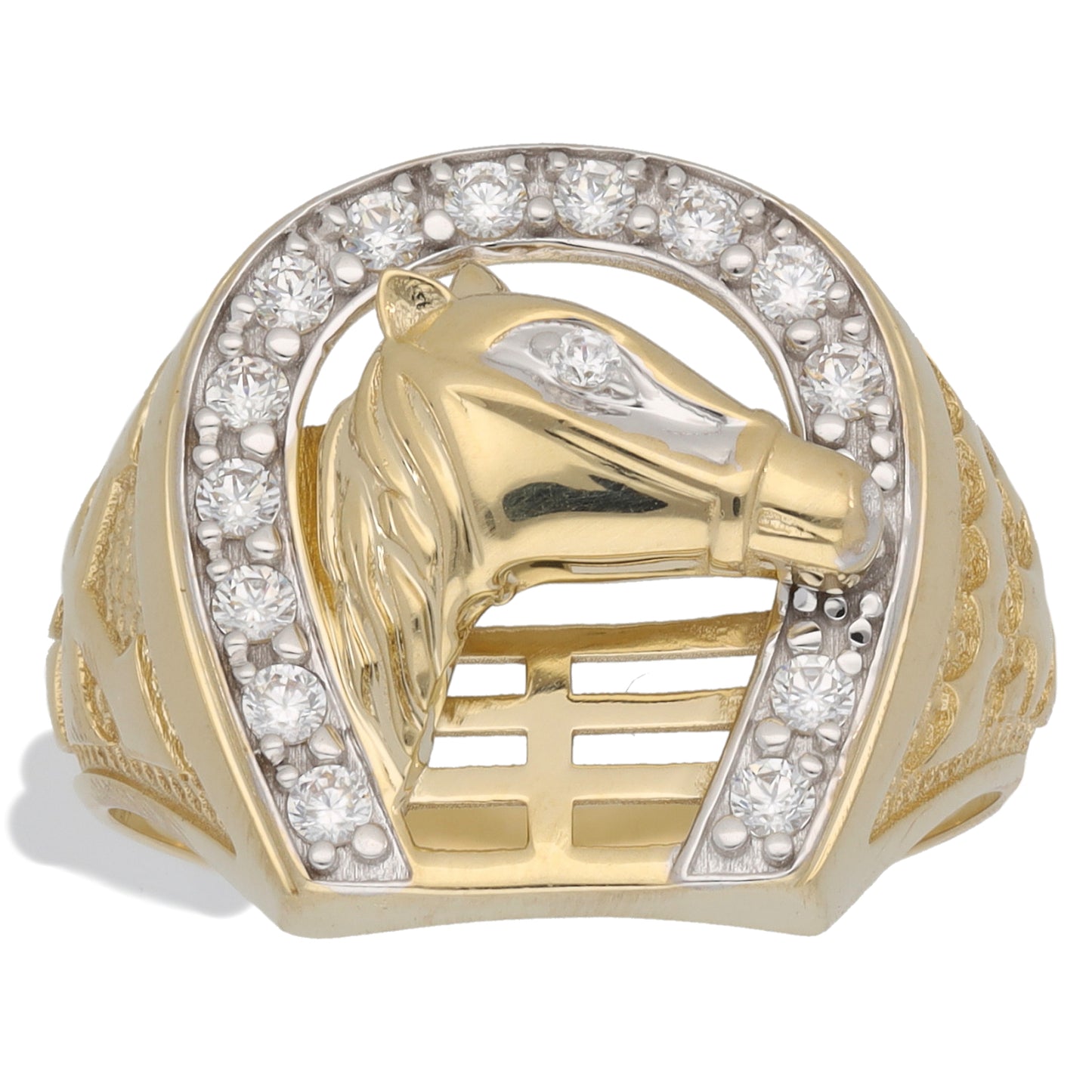 New 9ct Gold Cubic Zirconia Horseshoe Ring Size T-V