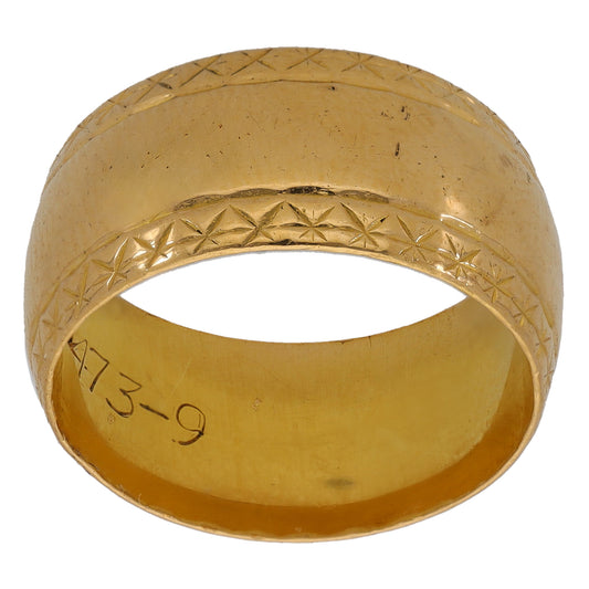 22ct Gold Patterned Wedding Ring Size L
