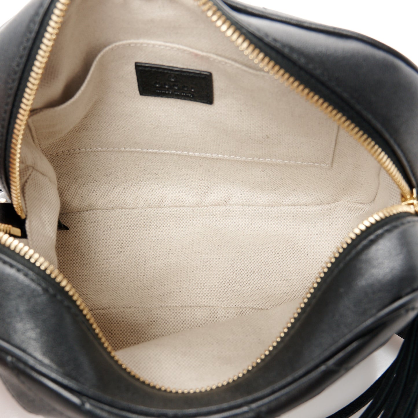 Gucci Sakai Be Green Diagonal Stitched Calfskin Leather Bag - Black