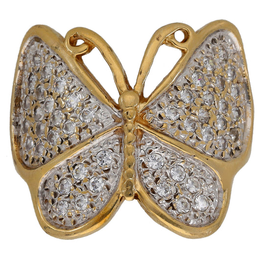 9ct Gold Cubic Zirconia Butterfly Ring Size R
