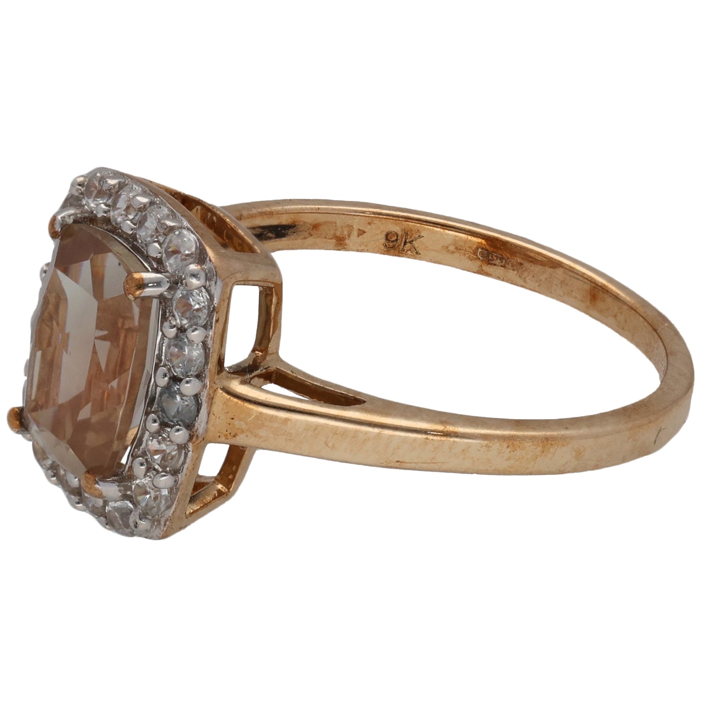 9ct Gold Andesine & Imitation Gems Dress/Cocktail Ring Size M