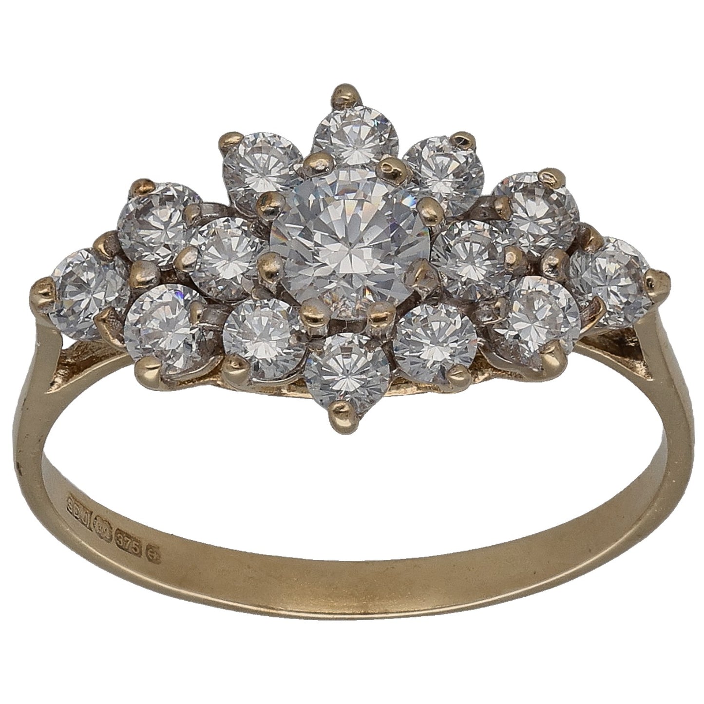 9ct Gold Cubic Zirconia Dress/Cocktail Ring Size M