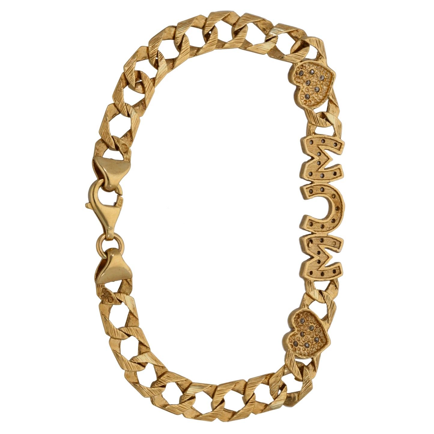 9ct Gold Cubic Zirconia Mum/Mother Curb Bracelet