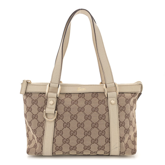 Gucci GG Monogram Small Abbey Tote Off White Canvas Bag - Off White
