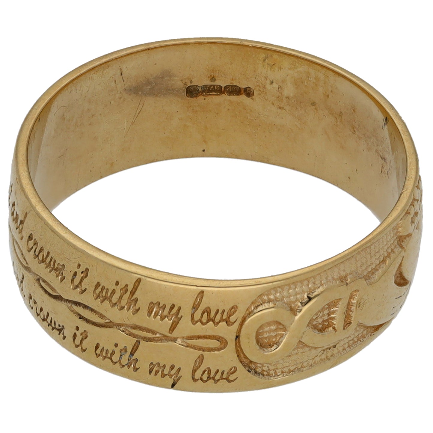 9ct Gold Patterned Wedding Ring Size S