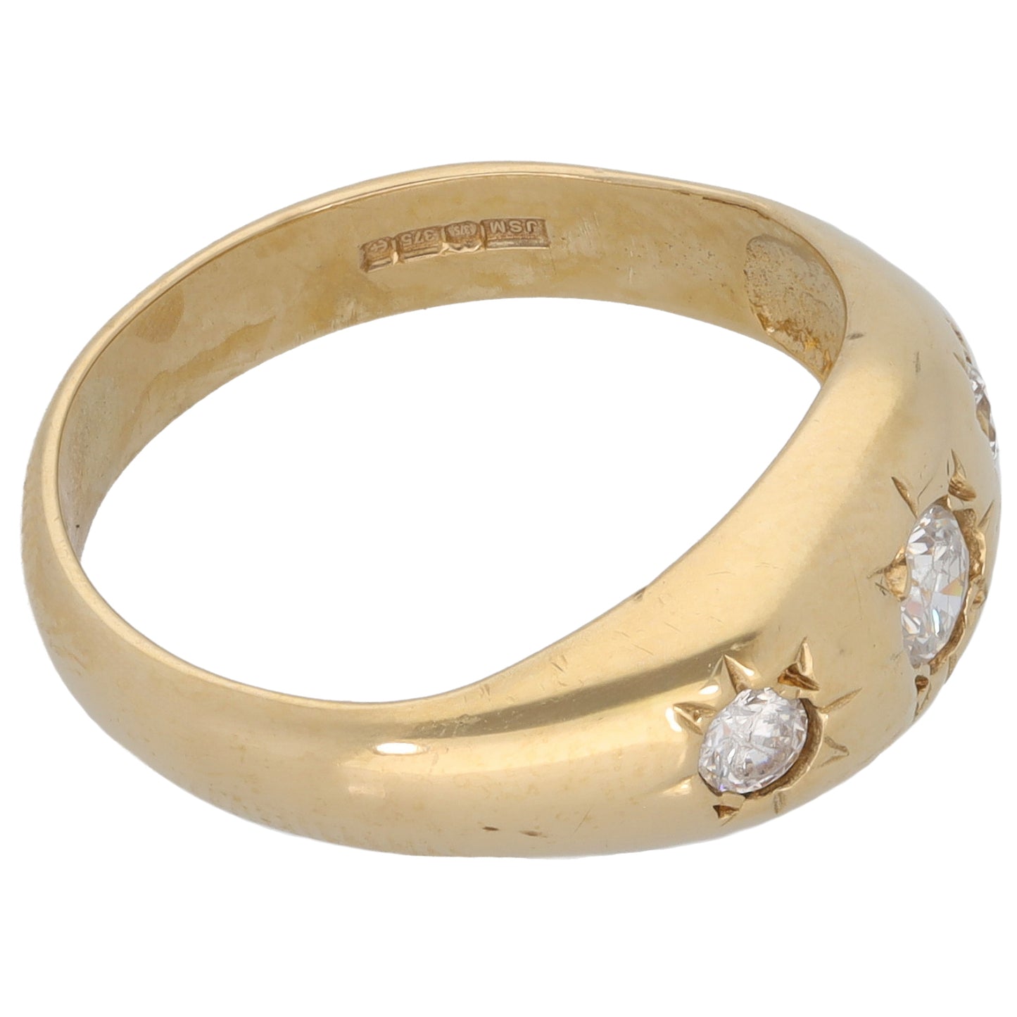 9ct Gold Cubic Zirconia Trilogy Ring Size O