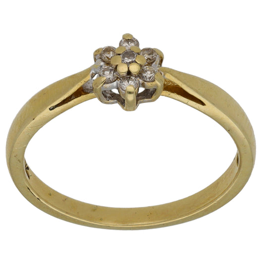 9ct Gold 0.10ct Diamond Cluster Ring Size L