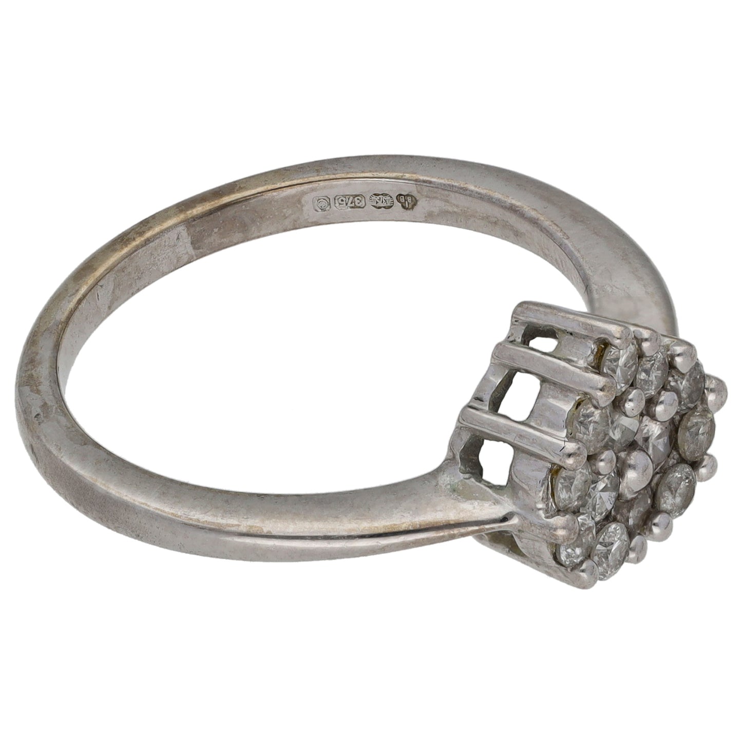 9ct White Gold 0.42ct Diamond Cluster Ring Size P