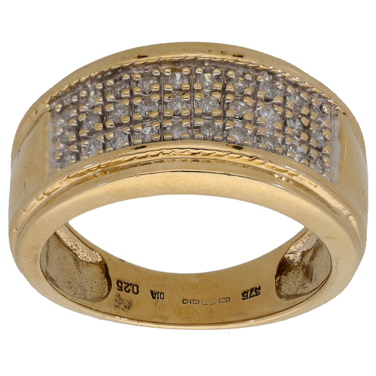 9ct Gold 0.25ct Diamond Dress/Cocktail Ring Size N