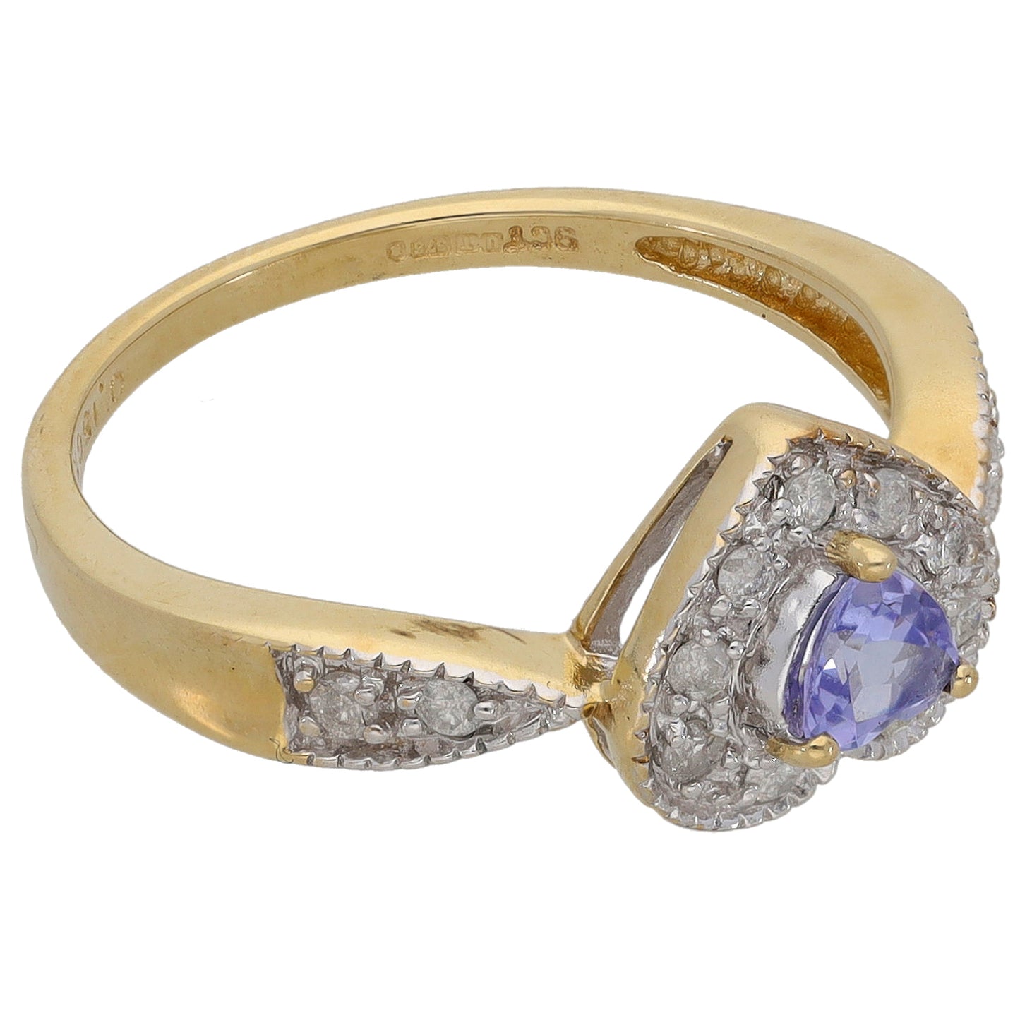 9ct Gold 0.17ct Diamond & Tanzanite Dress/Cocktail Ring Size M