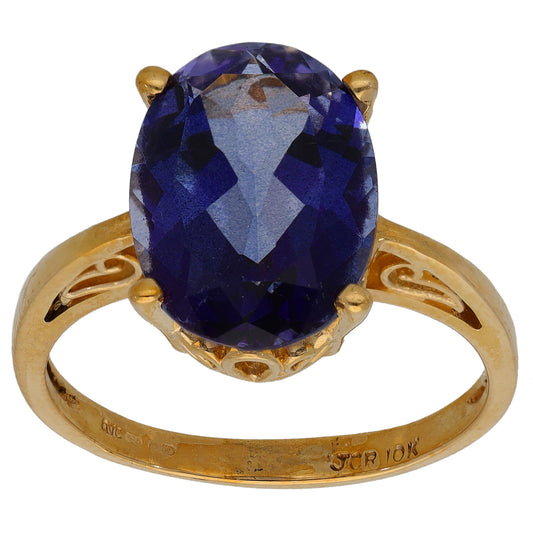 9ct Gold Coated Topaz Single Stone Ring Size Q